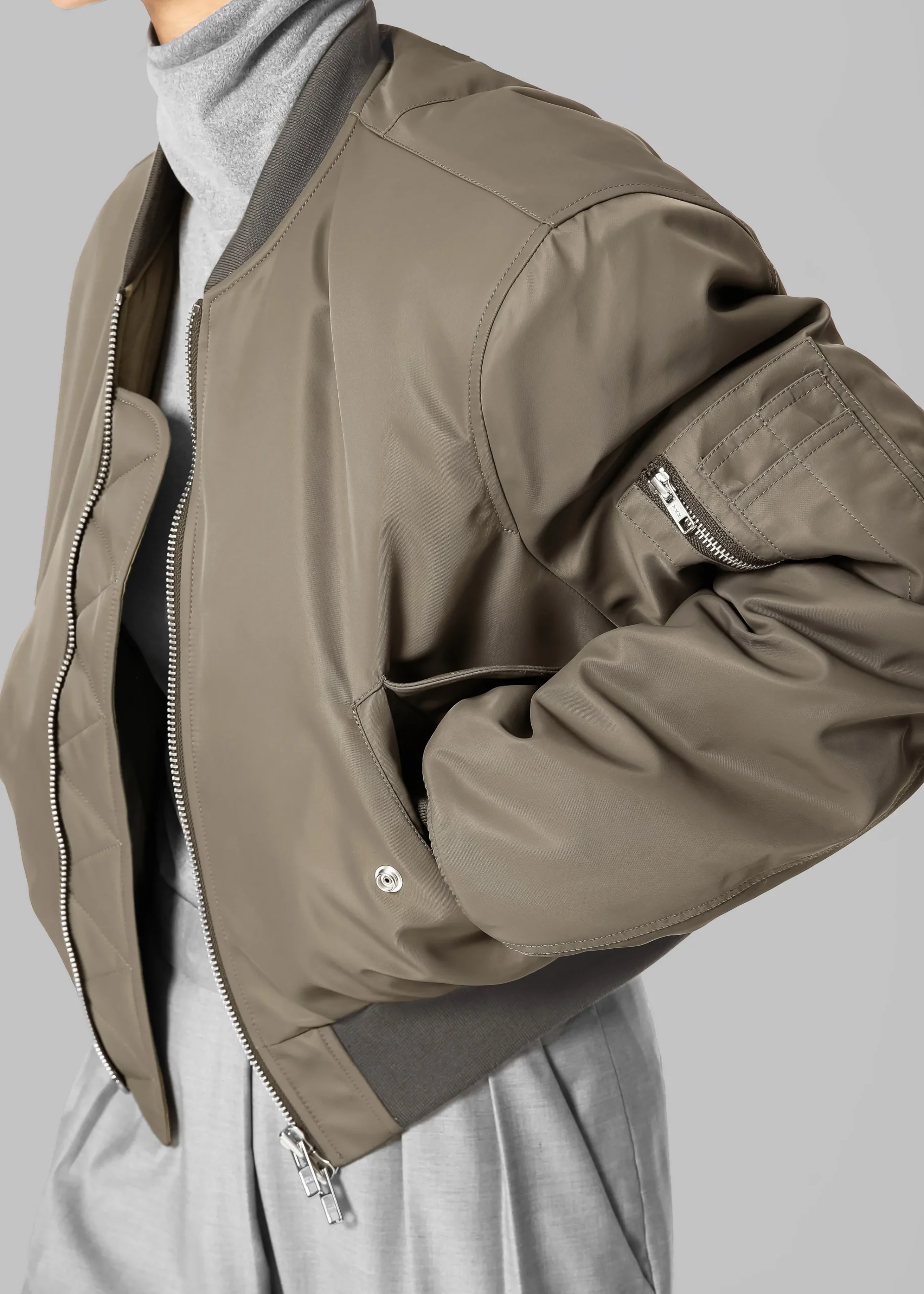The Frankie Shop Mati Cropped Padded Bomber Olive Outlet