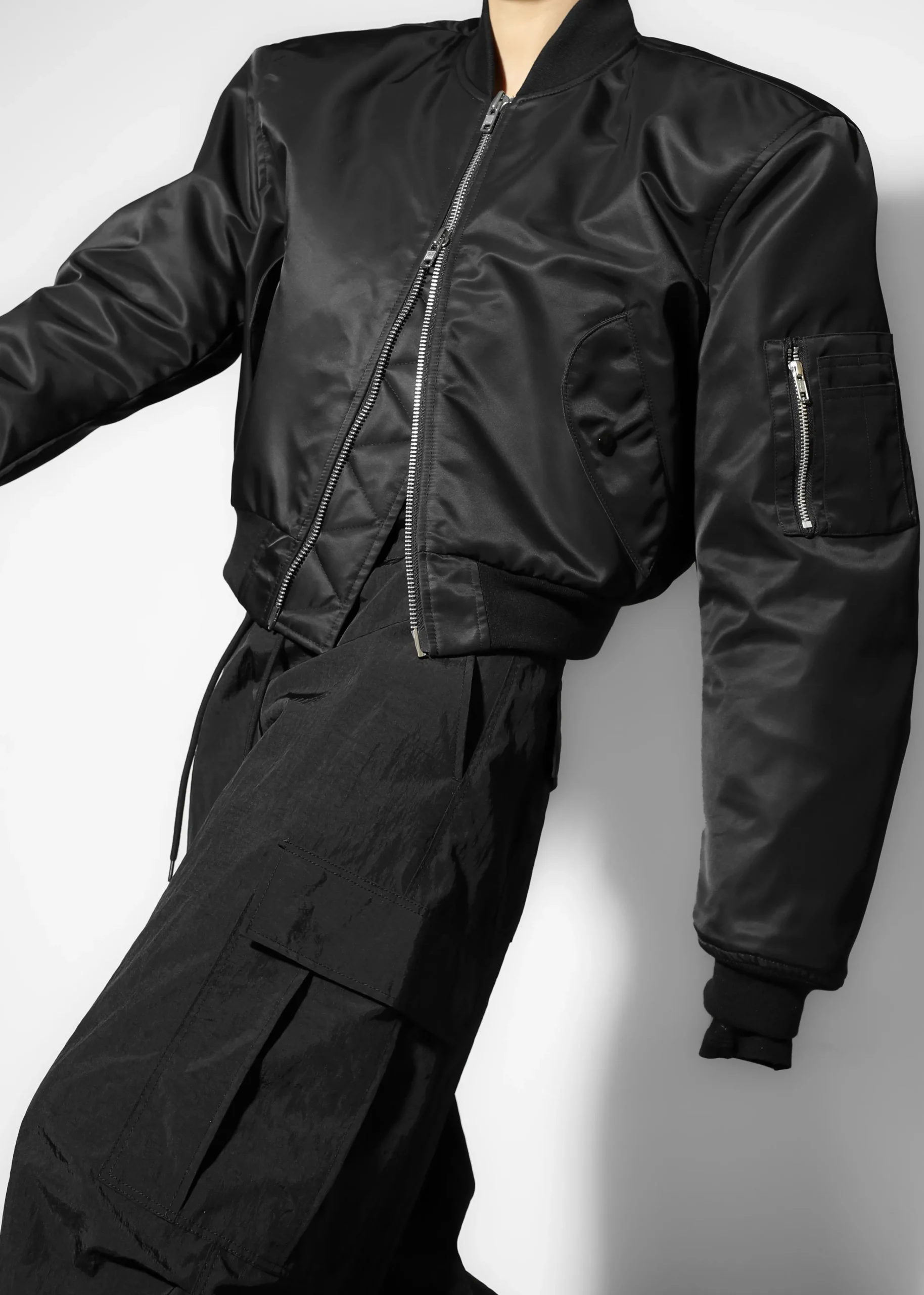 The Frankie Shop Mati Cropped Padded Bomber Black Outlet