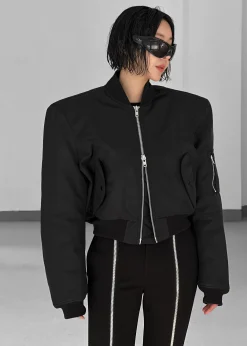 The Frankie Shop Mati Cropped Padded Bomber Black Outlet