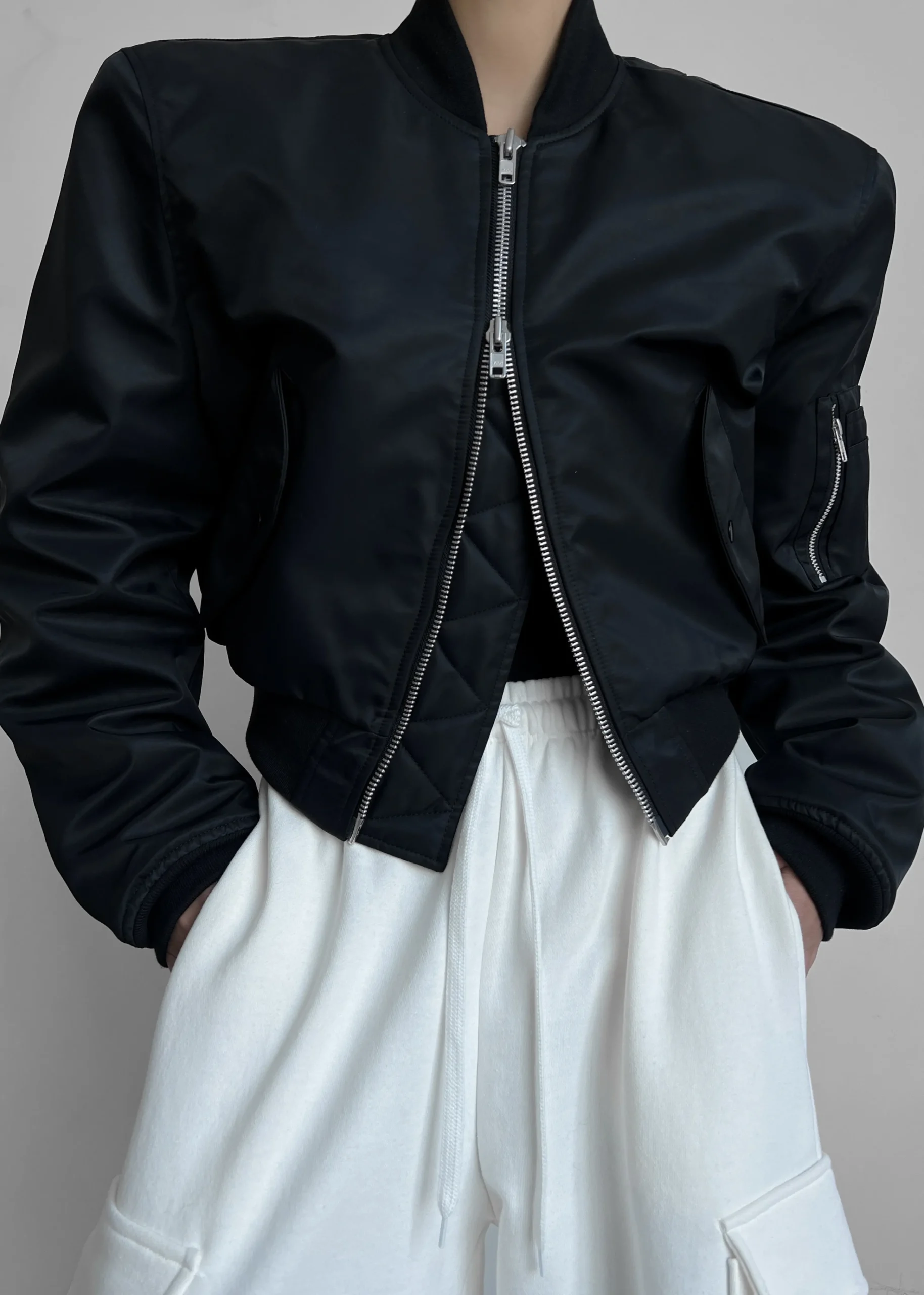 The Frankie Shop Mati Cropped Padded Bomber Black Outlet