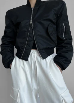 The Frankie Shop Mati Cropped Padded Bomber Black Outlet