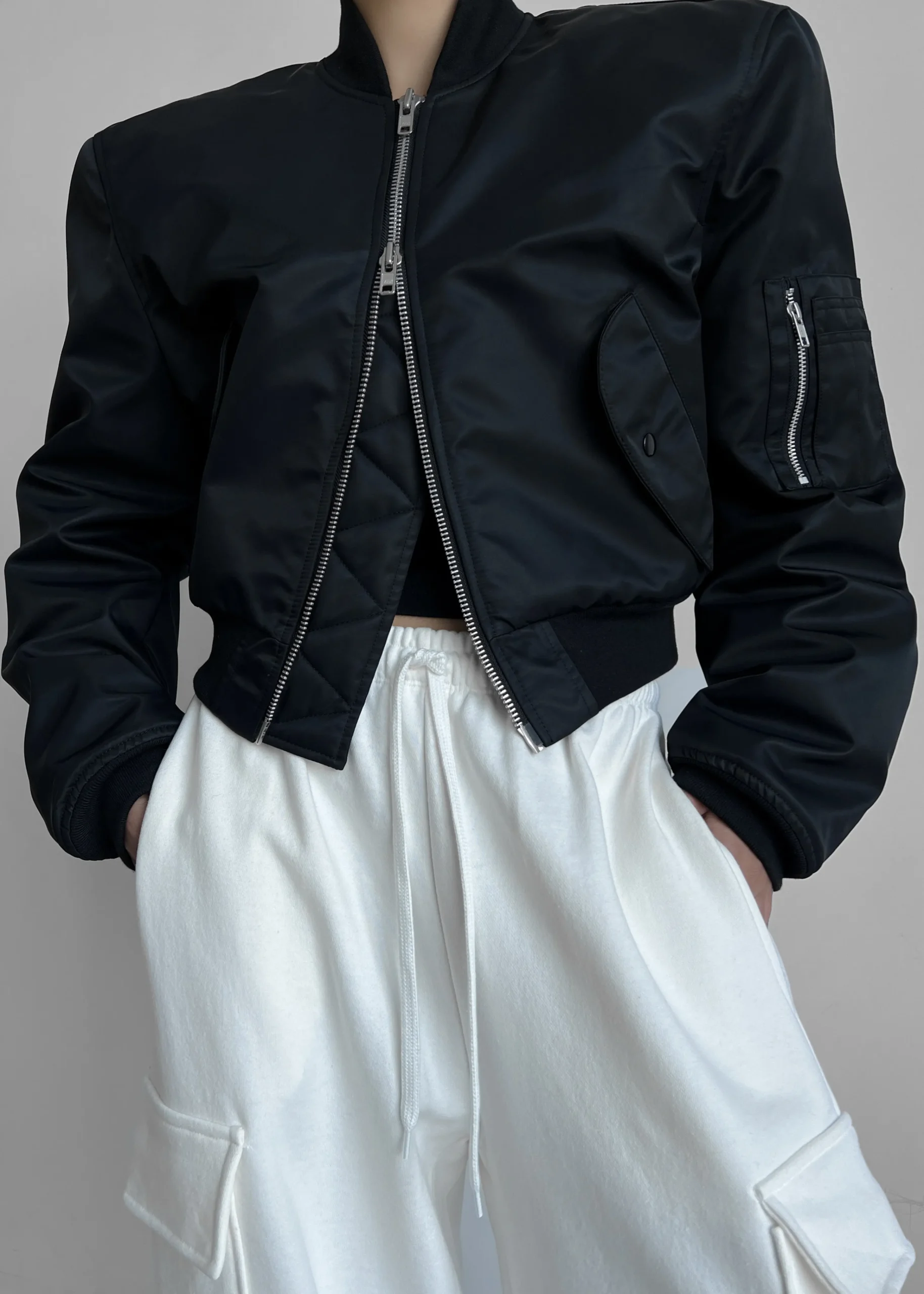The Frankie Shop Mati Cropped Padded Bomber Black Outlet