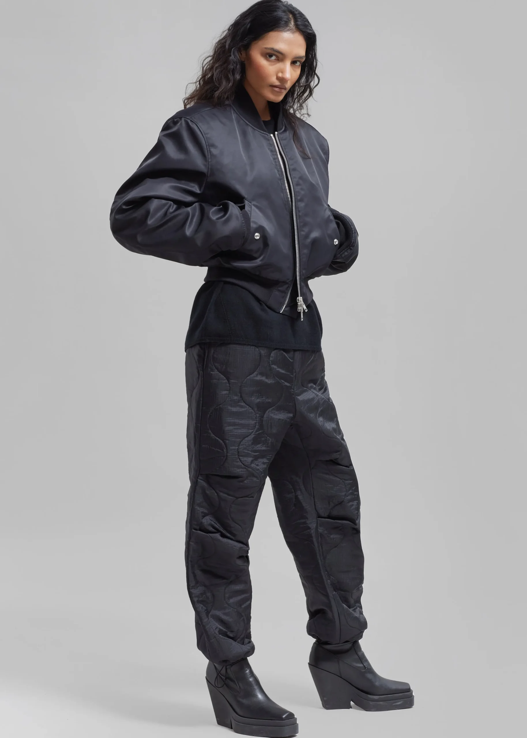 The Frankie Shop Mati Cropped Padded Bomber Black Outlet