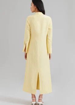 The Frankie Shop Matin Collarless Shirt Dress Butter