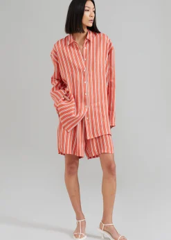 The Frankie Shop Matin Isola Stripe Shirt Red Stripe Hot