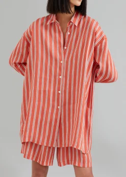 The Frankie Shop Matin Isola Stripe Shirt Red Stripe Hot