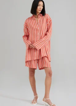 The Frankie Shop Matin Isola Stripe Shirt Red Stripe Hot