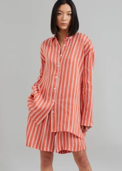 The Frankie Shop Matin Isola Stripe Shirt Red Stripe Hot