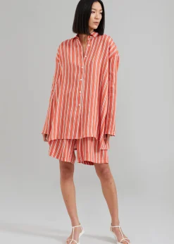The Frankie Shop Matin Isola Stripe Shirt Red Stripe Hot