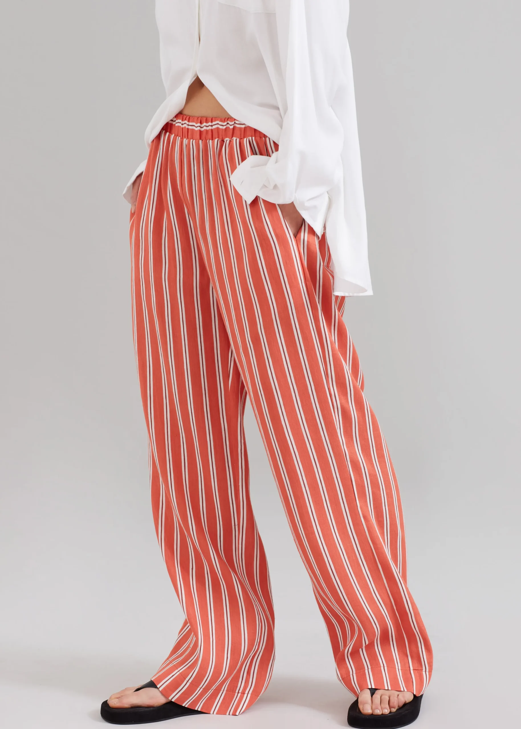 The Frankie Shop Matin Isola Wide Leg Pant Red Stripe Outlet