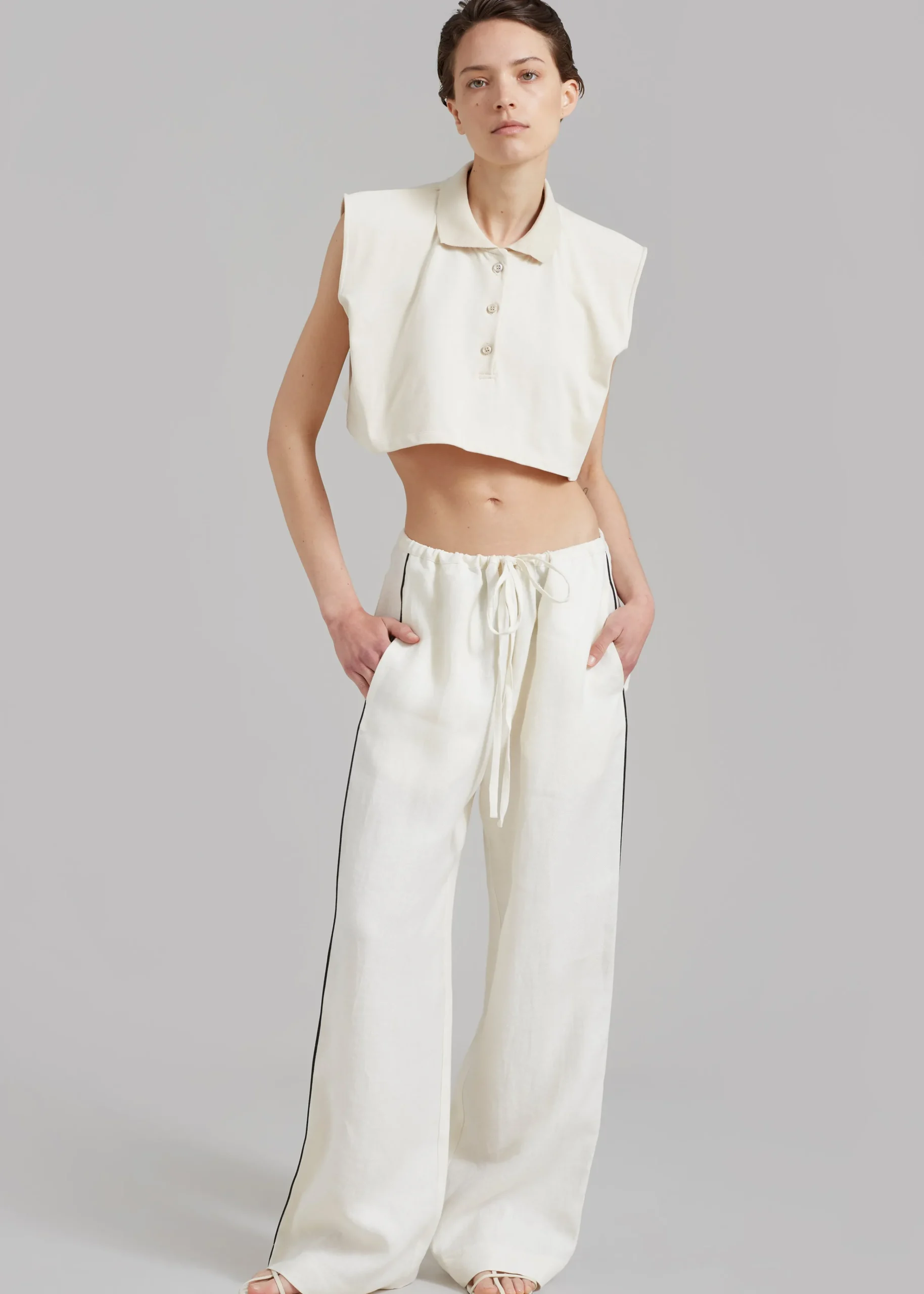 The Frankie Shop Matin Piping Drawstring Pant Natural Clearance