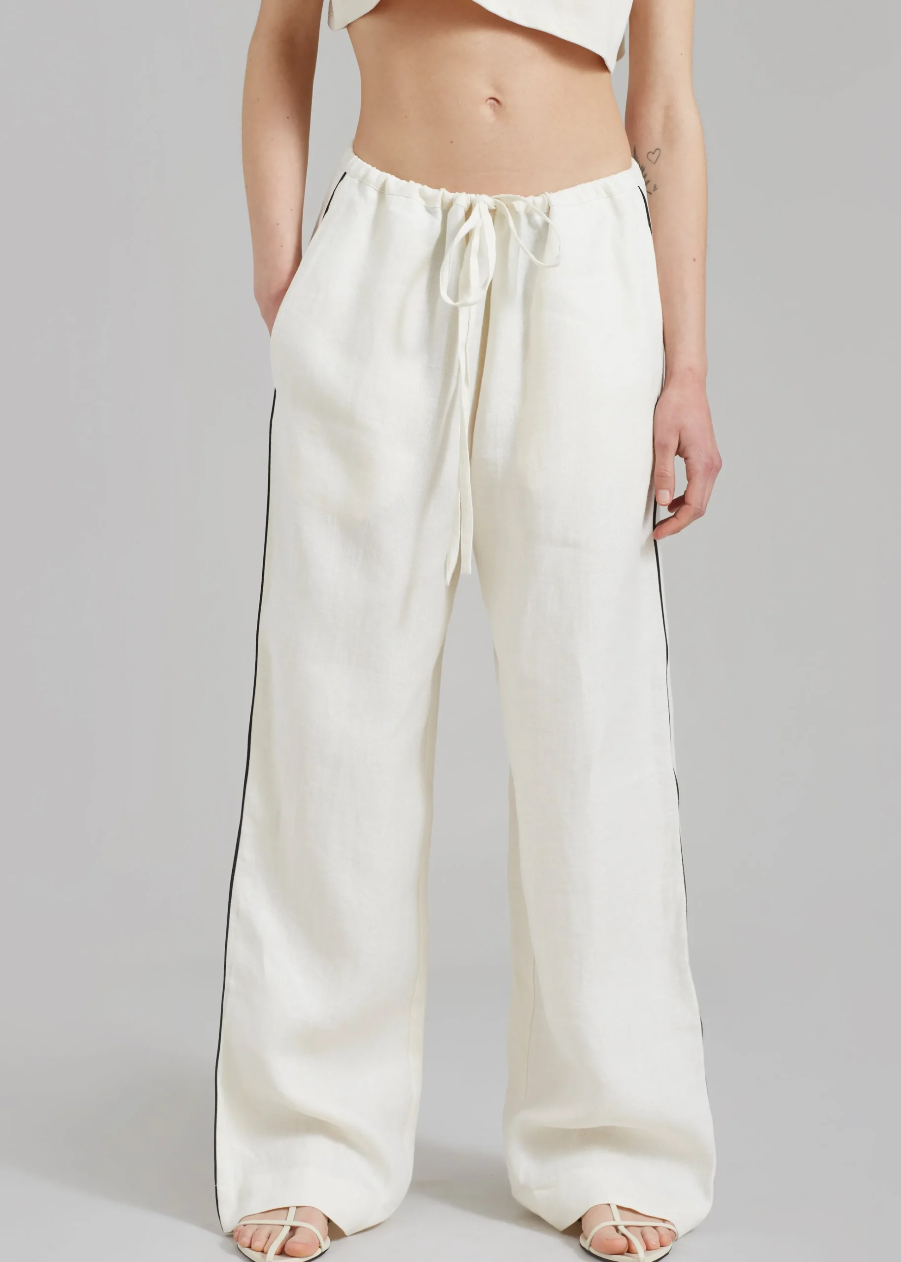 The Frankie Shop Matin Piping Drawstring Pant Natural Clearance