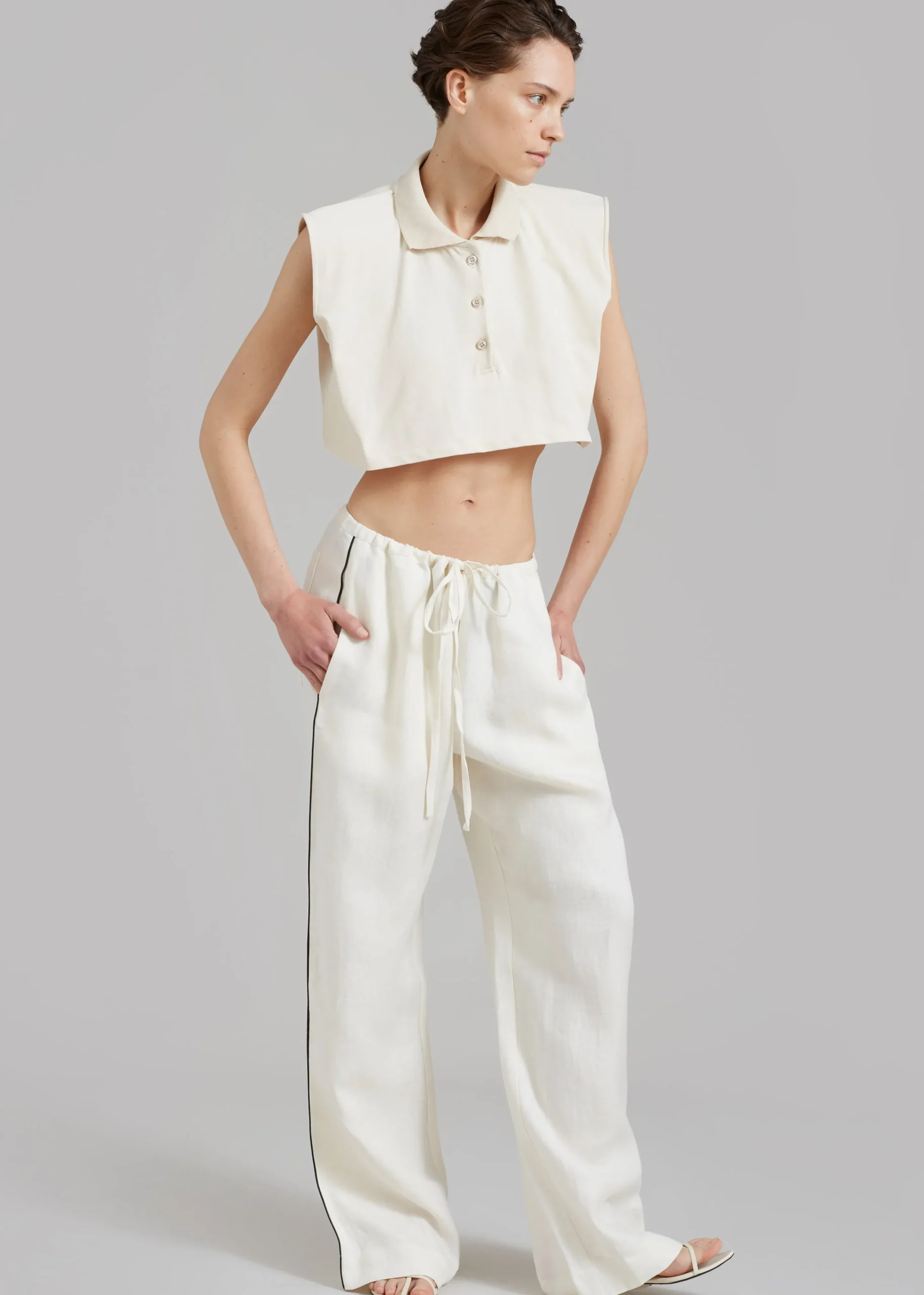 The Frankie Shop Matin Piping Drawstring Pant Natural Clearance