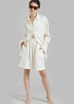 The Frankie Shop Matin Piping Shorts Natural Sale