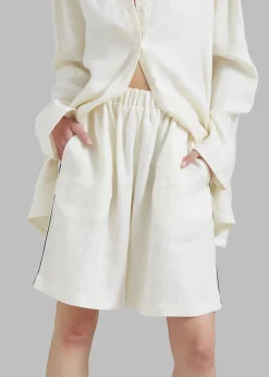 The Frankie Shop Matin Piping Shorts Natural Sale