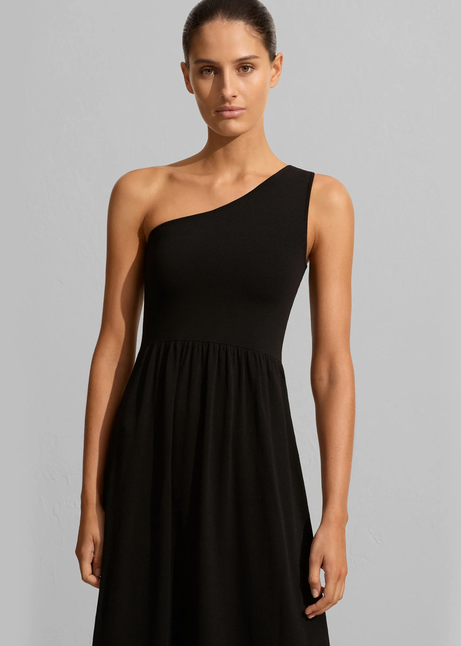 The Frankie Shop Matteau Asymmetric Knit Dress Black Discount