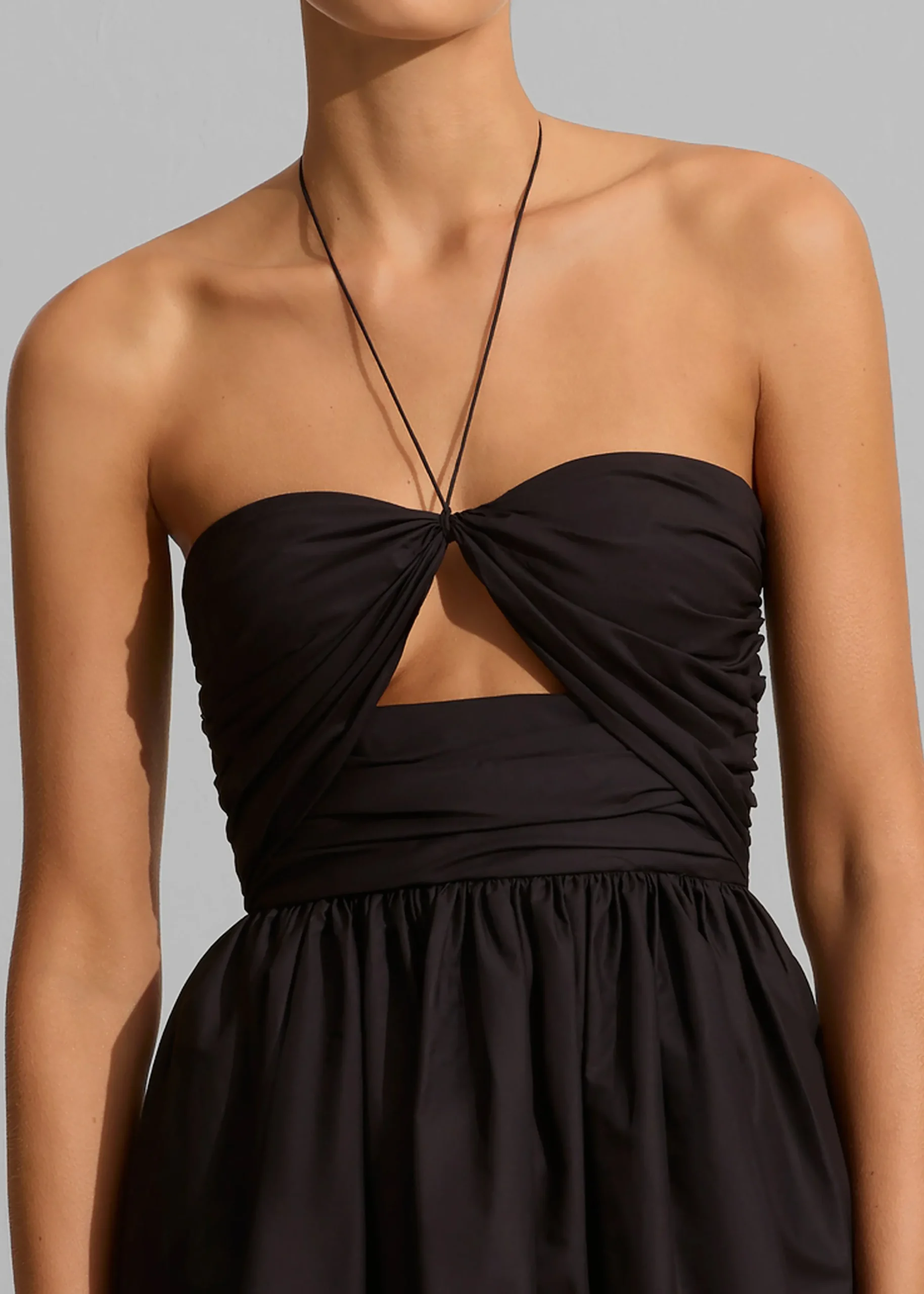 The Frankie Shop Matteau Bandeau Rouched Mini Dress Black Clearance