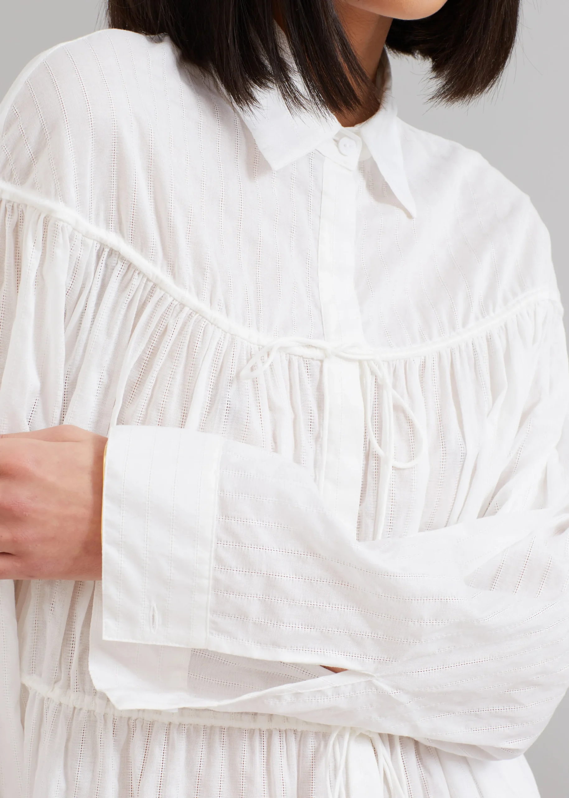 The Frankie Shop Matteau Embroidered Drawcord Tunic White Sale