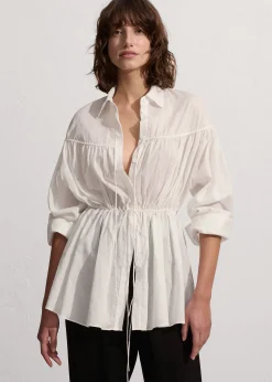 The Frankie Shop Matteau Embroidered Drawcord Tunic White Sale