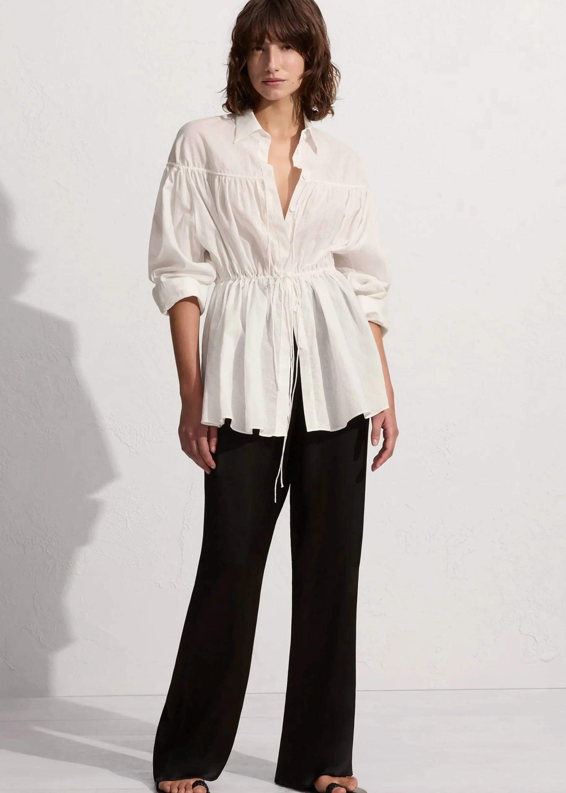 The Frankie Shop Matteau Embroidered Drawcord Tunic White Sale