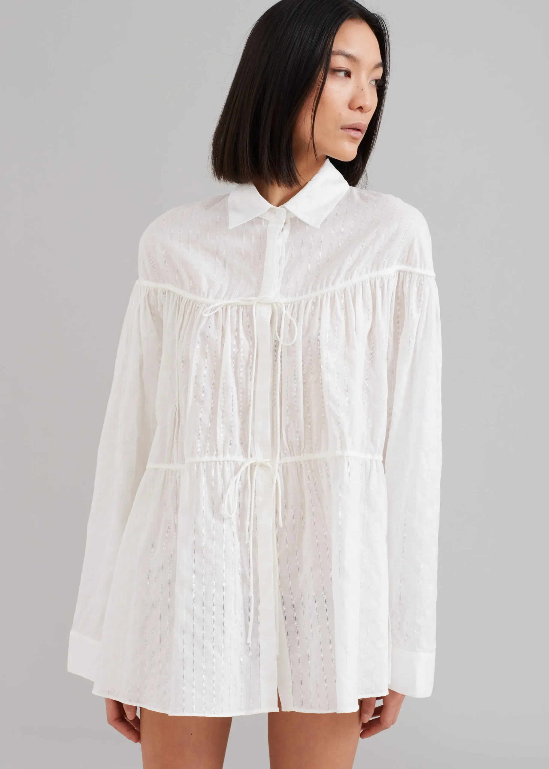 The Frankie Shop Matteau Embroidered Drawcord Tunic White Sale