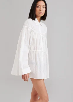 The Frankie Shop Matteau Embroidered Drawcord Tunic White Sale