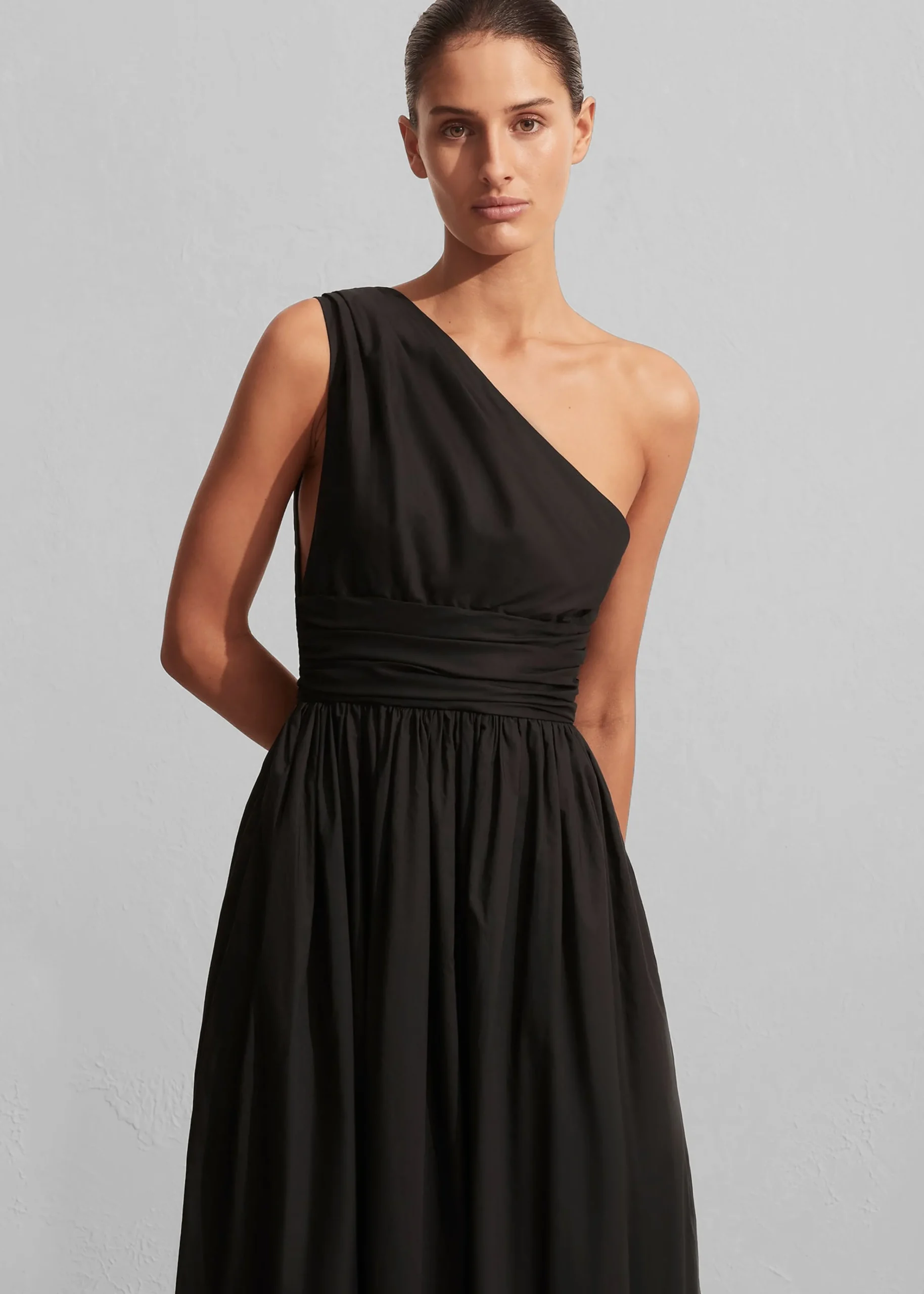 The Frankie Shop Matteau Gathered One Shoulder Dress Black Outlet