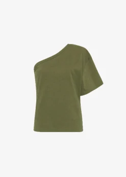 The Frankie Shop Matteau One Shoulder Tee Khaki Best