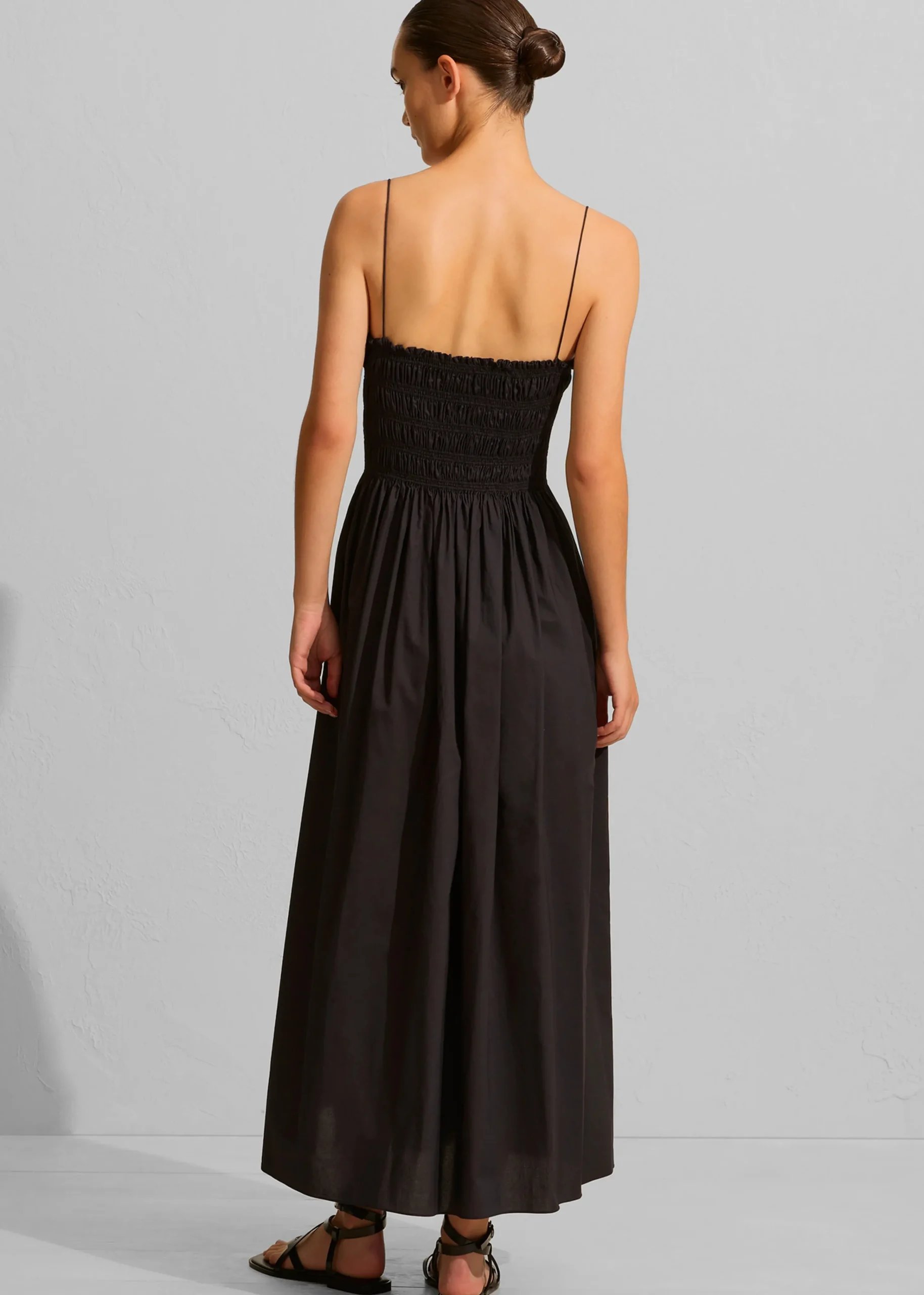 The Frankie Shop Matteau Shirred Bodice Dress Black New
