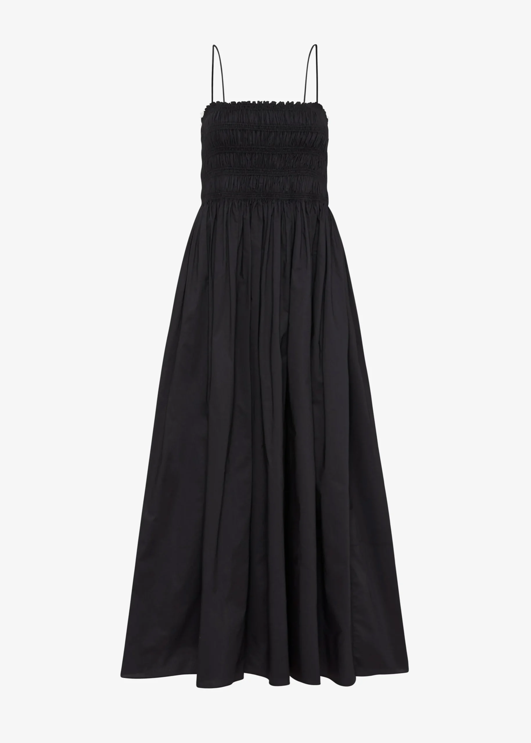 The Frankie Shop Matteau Shirred Bodice Dress Black New