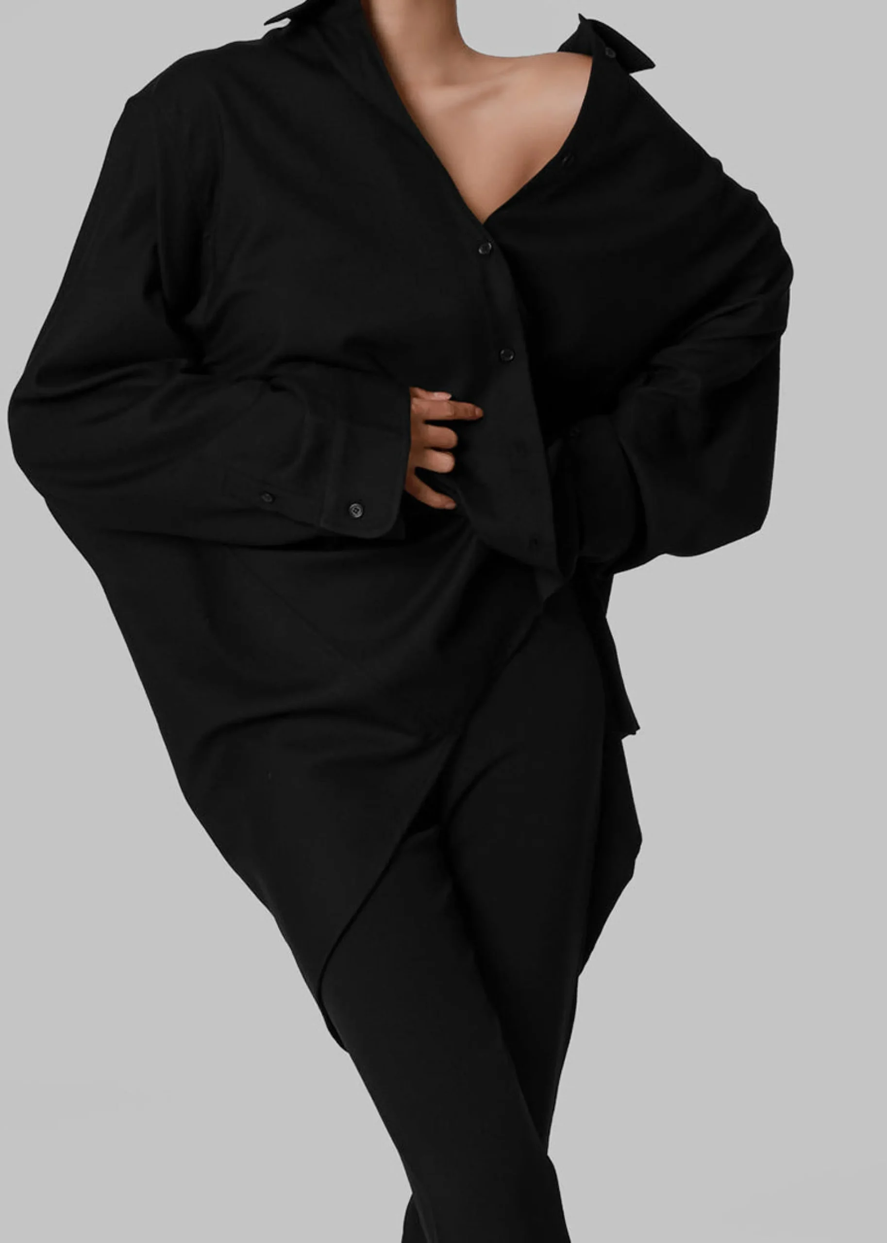 The Frankie Shop Mayim Oversized Shirt Black Discount