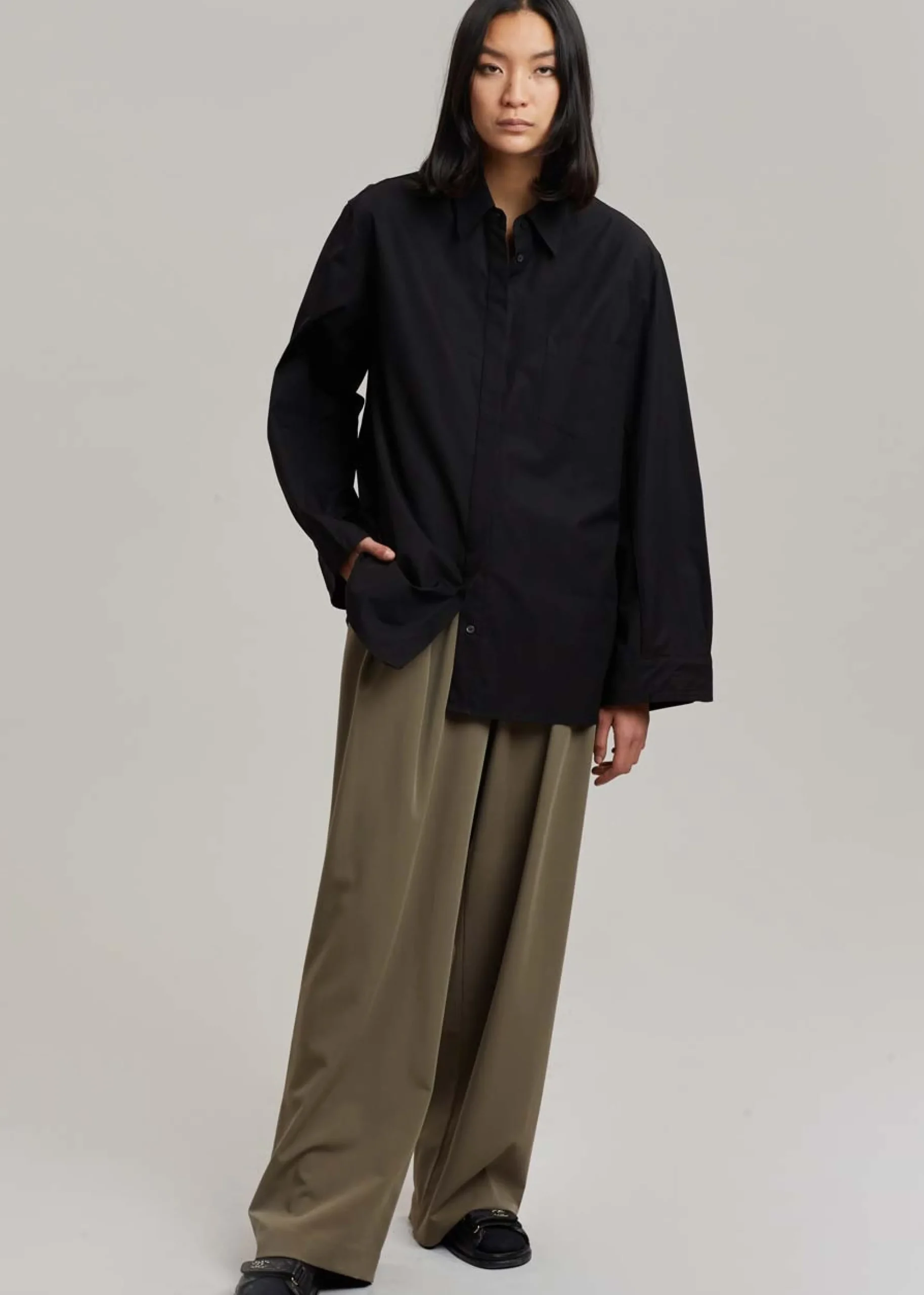 The Frankie Shop Mayim Oversized Shirt Black Discount