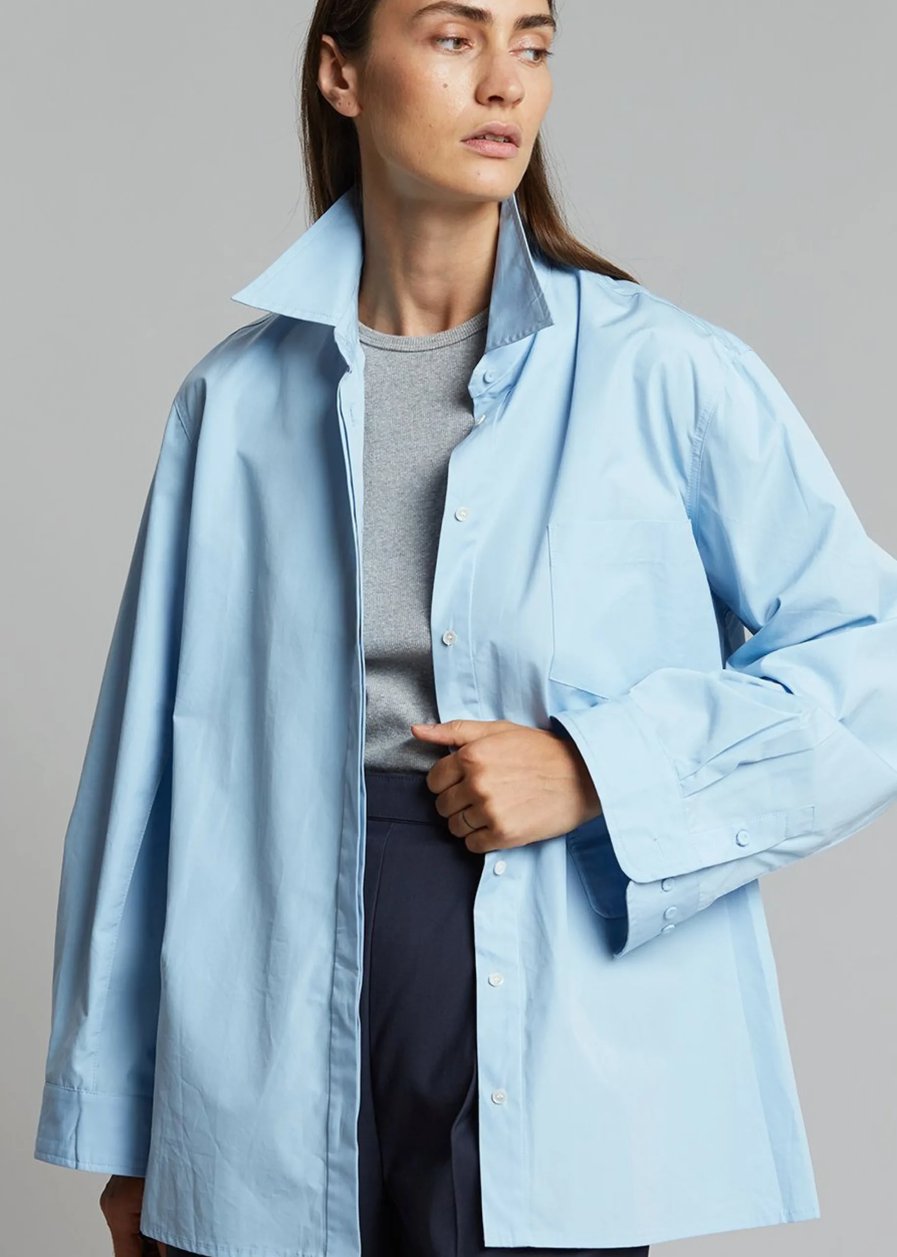 The Frankie Shop Mayim Oversized Shirt Sky Clearance