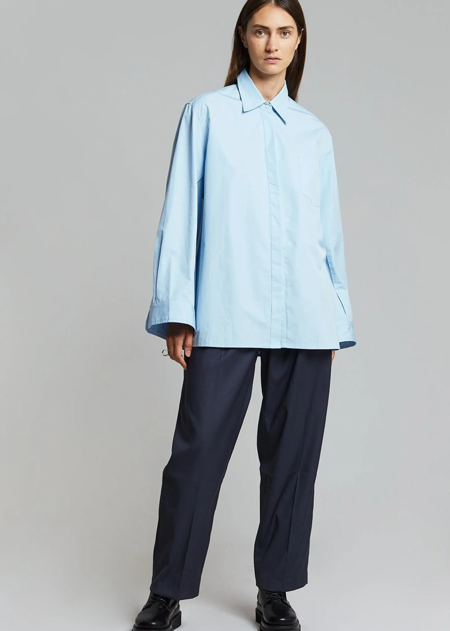 The Frankie Shop Mayim Oversized Shirt Sky Clearance
