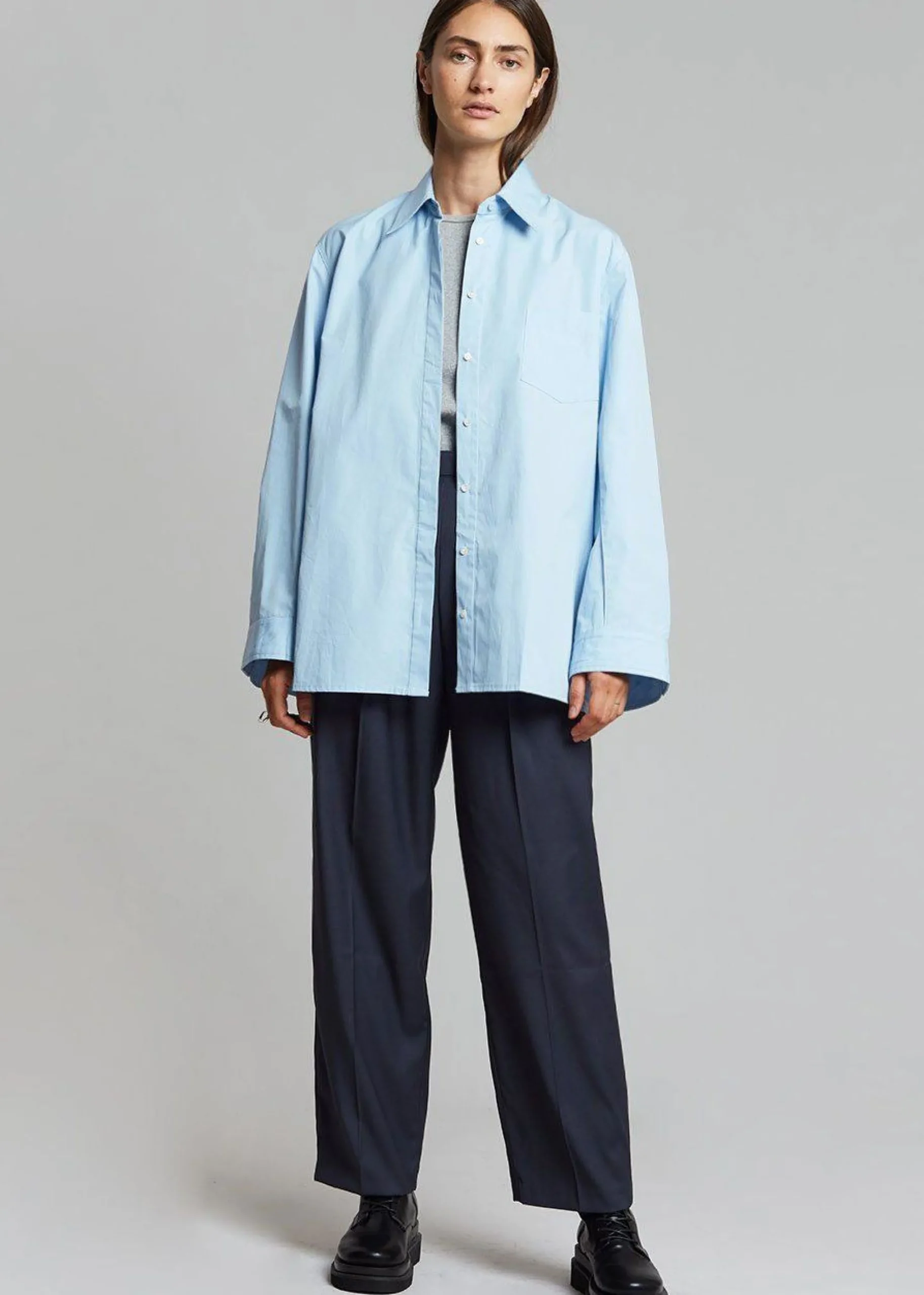 The Frankie Shop Mayim Oversized Shirt Sky Clearance