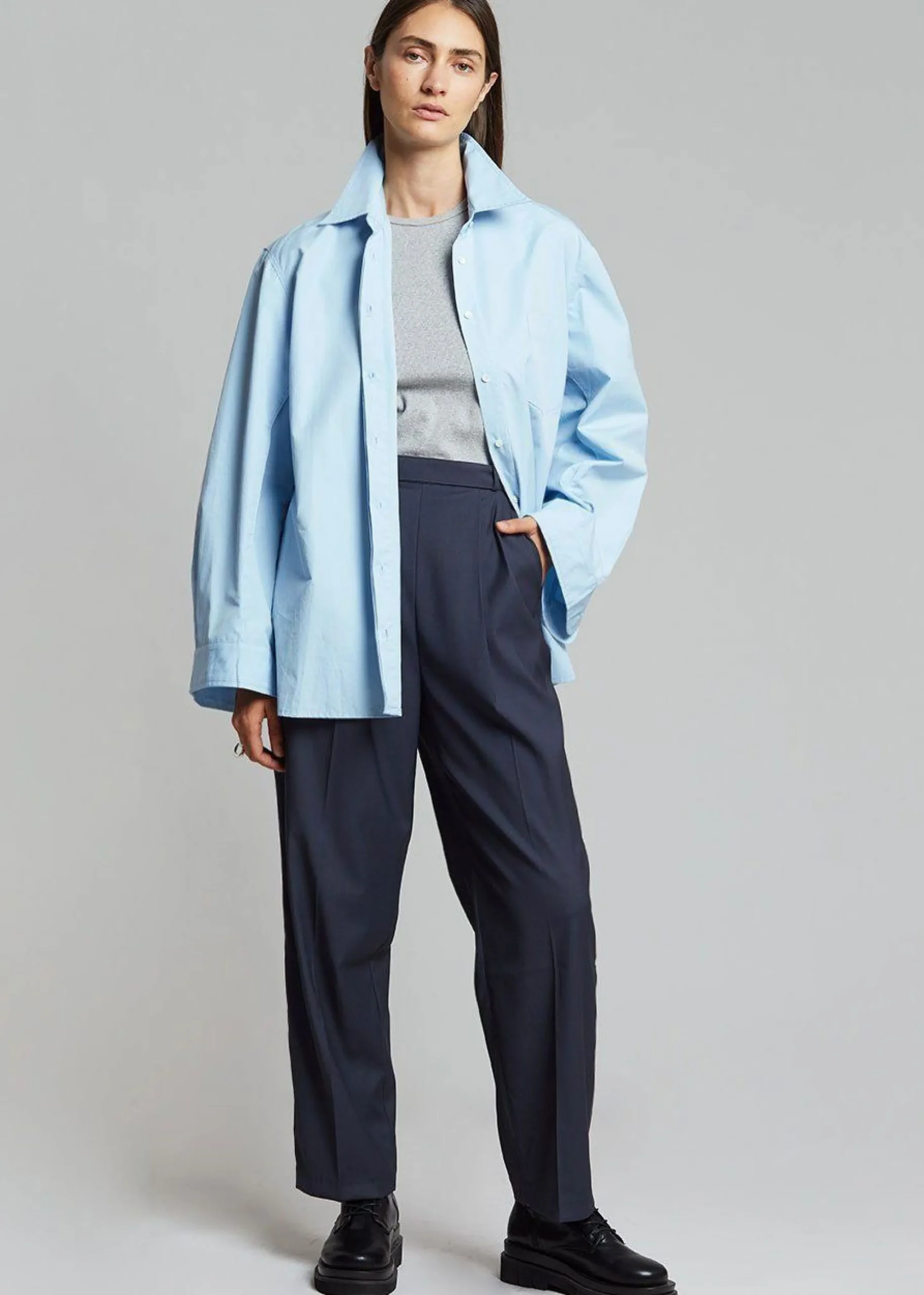The Frankie Shop Mayim Oversized Shirt Sky Clearance
