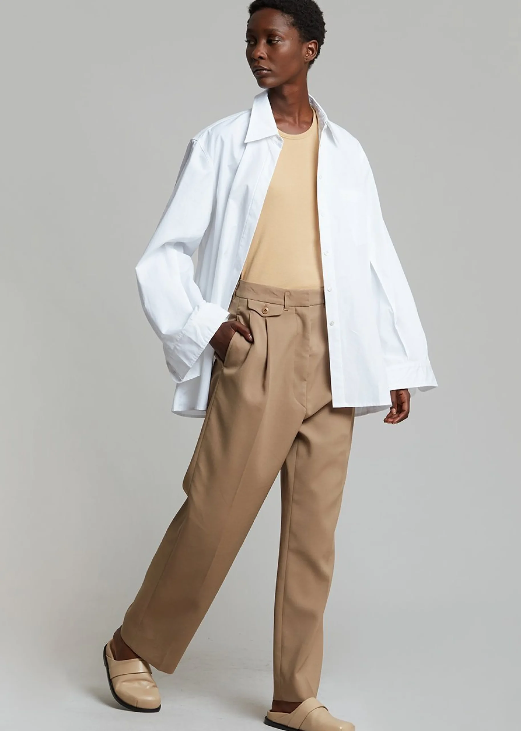 The Frankie Shop Mayim Oversized Shirt White New