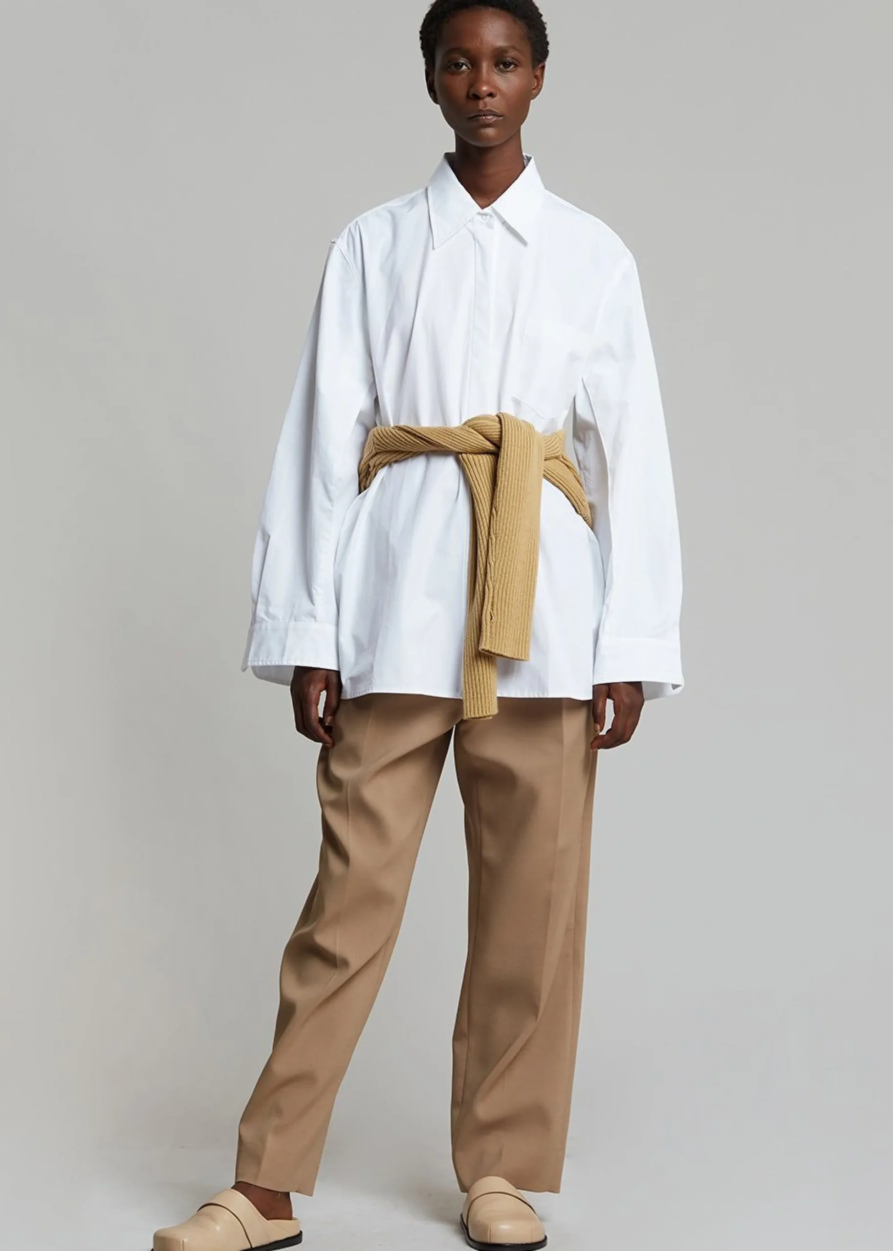 The Frankie Shop Mayim Oversized Shirt White New