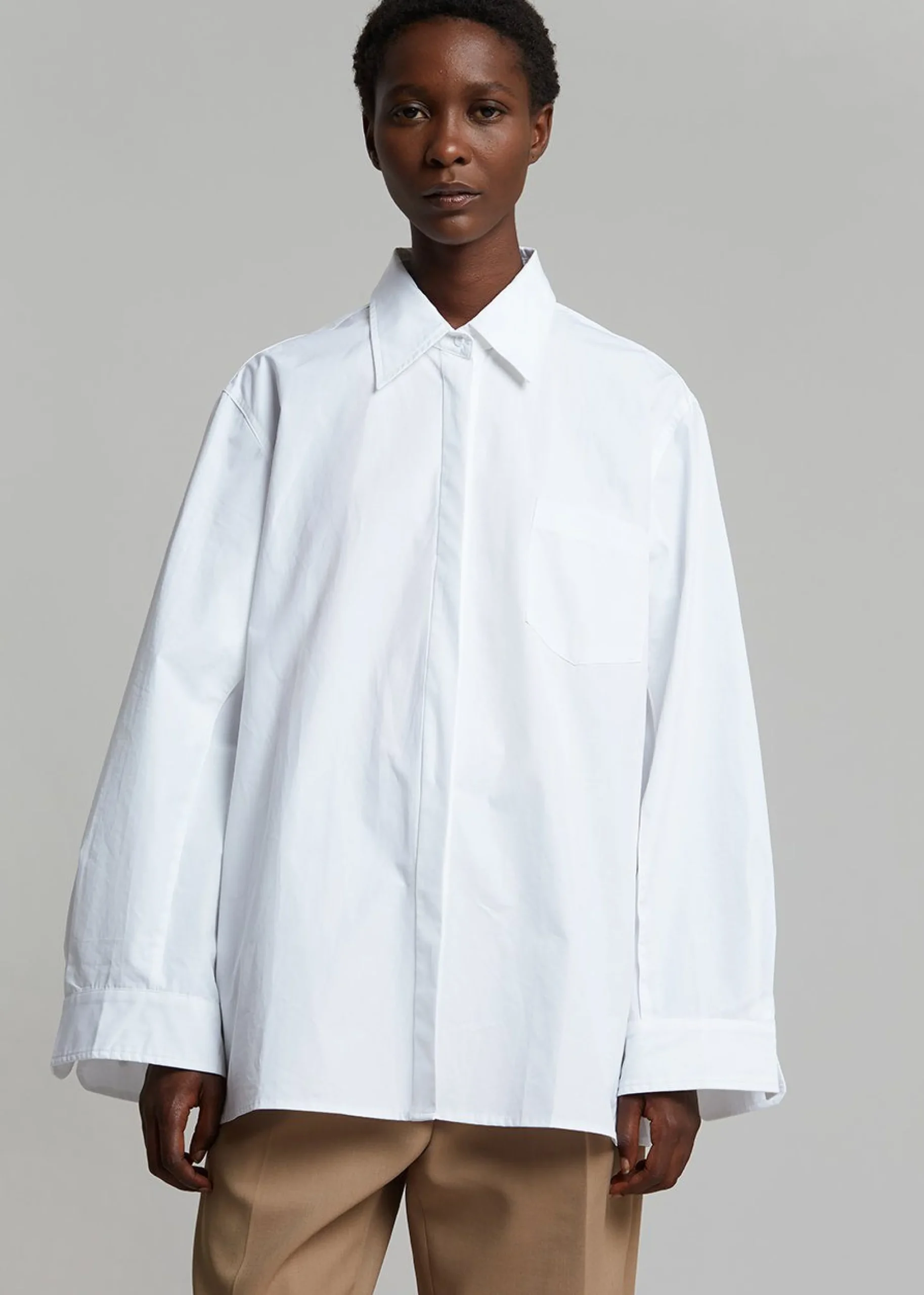 The Frankie Shop Mayim Oversized Shirt White New