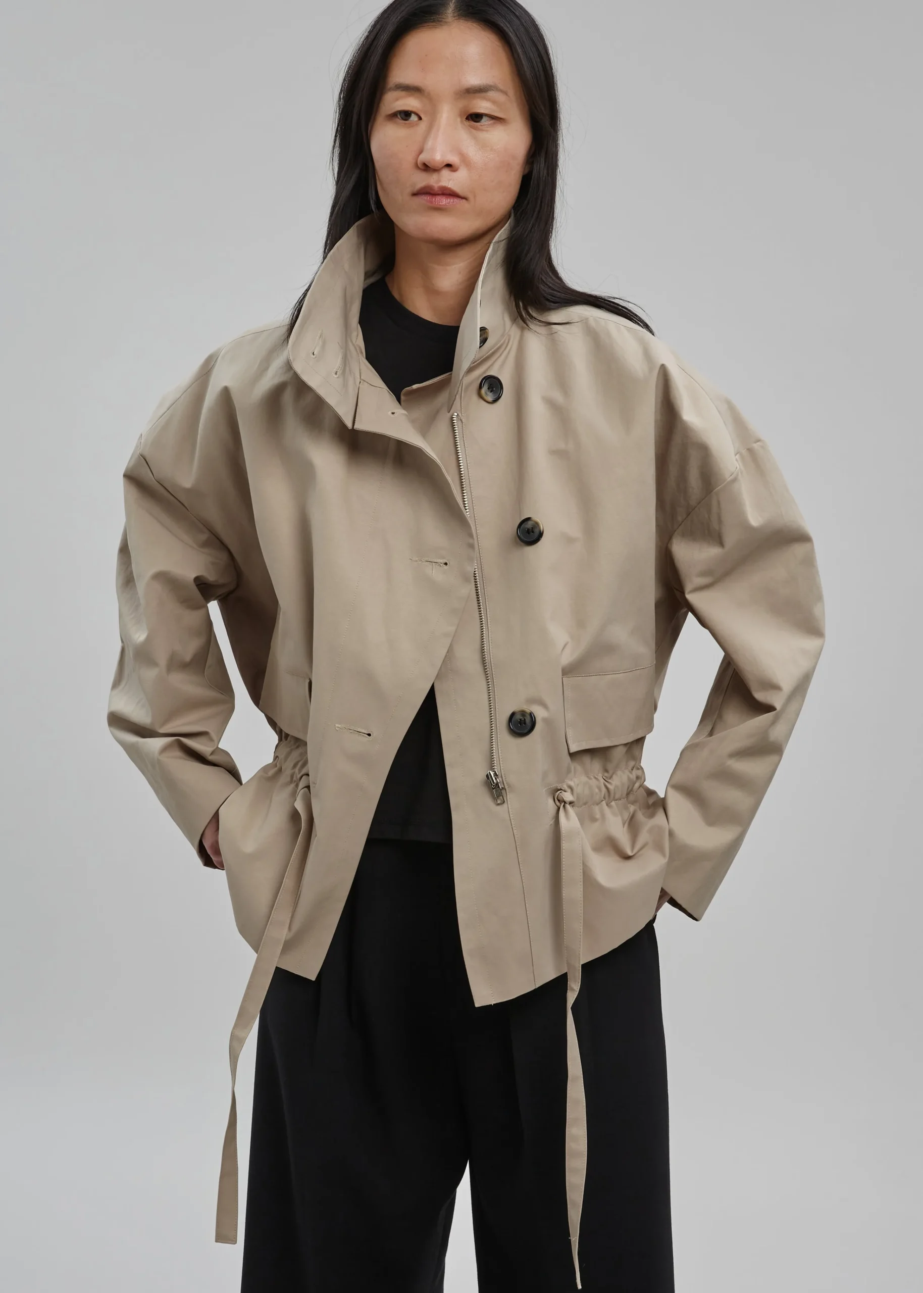 The Frankie Shop Myro Drawstring Jacket Beige Best