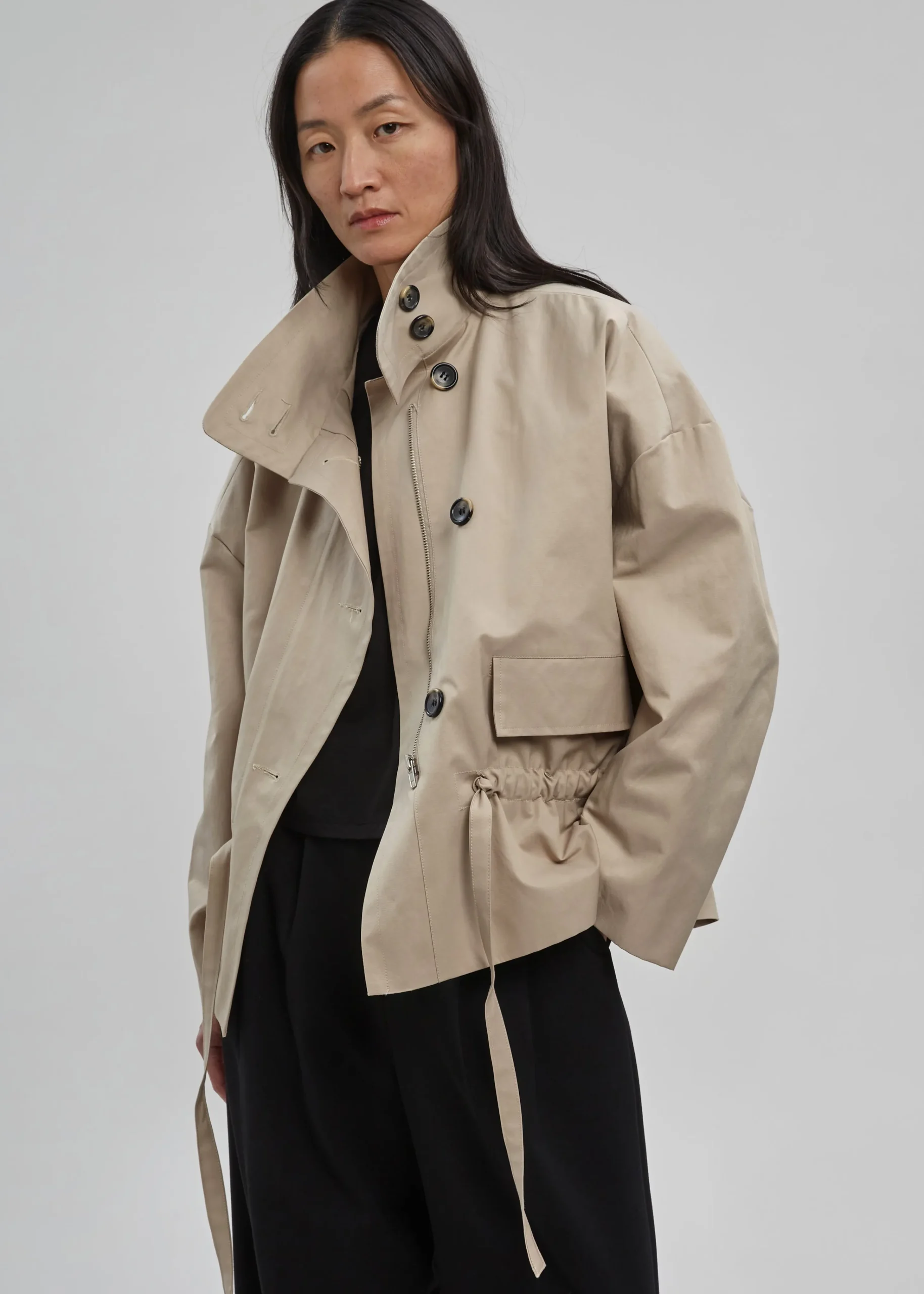 The Frankie Shop Myro Drawstring Jacket Beige Best
