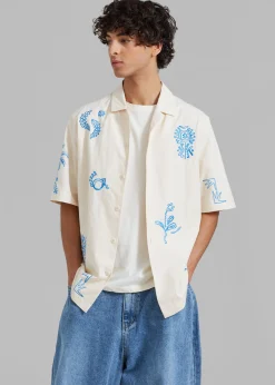 The Frankie Shop Nanushka Bodil Camp Shirt Creme Hot