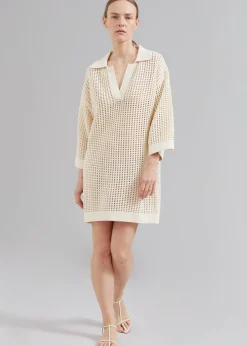 The Frankie Shop Nanushka Siya Long Sleeve Collared Dress Creme Discount