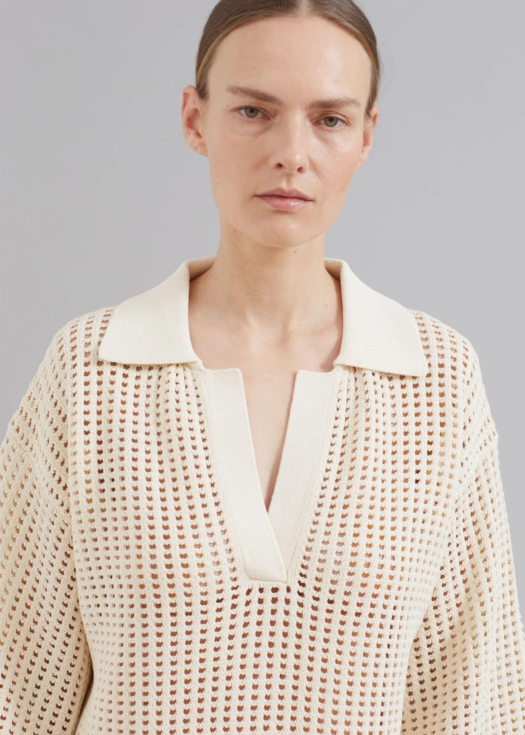 The Frankie Shop Nanushka Siya Long Sleeve Collared Dress Creme Discount