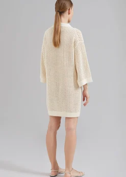 The Frankie Shop Nanushka Siya Long Sleeve Collared Dress Creme Discount