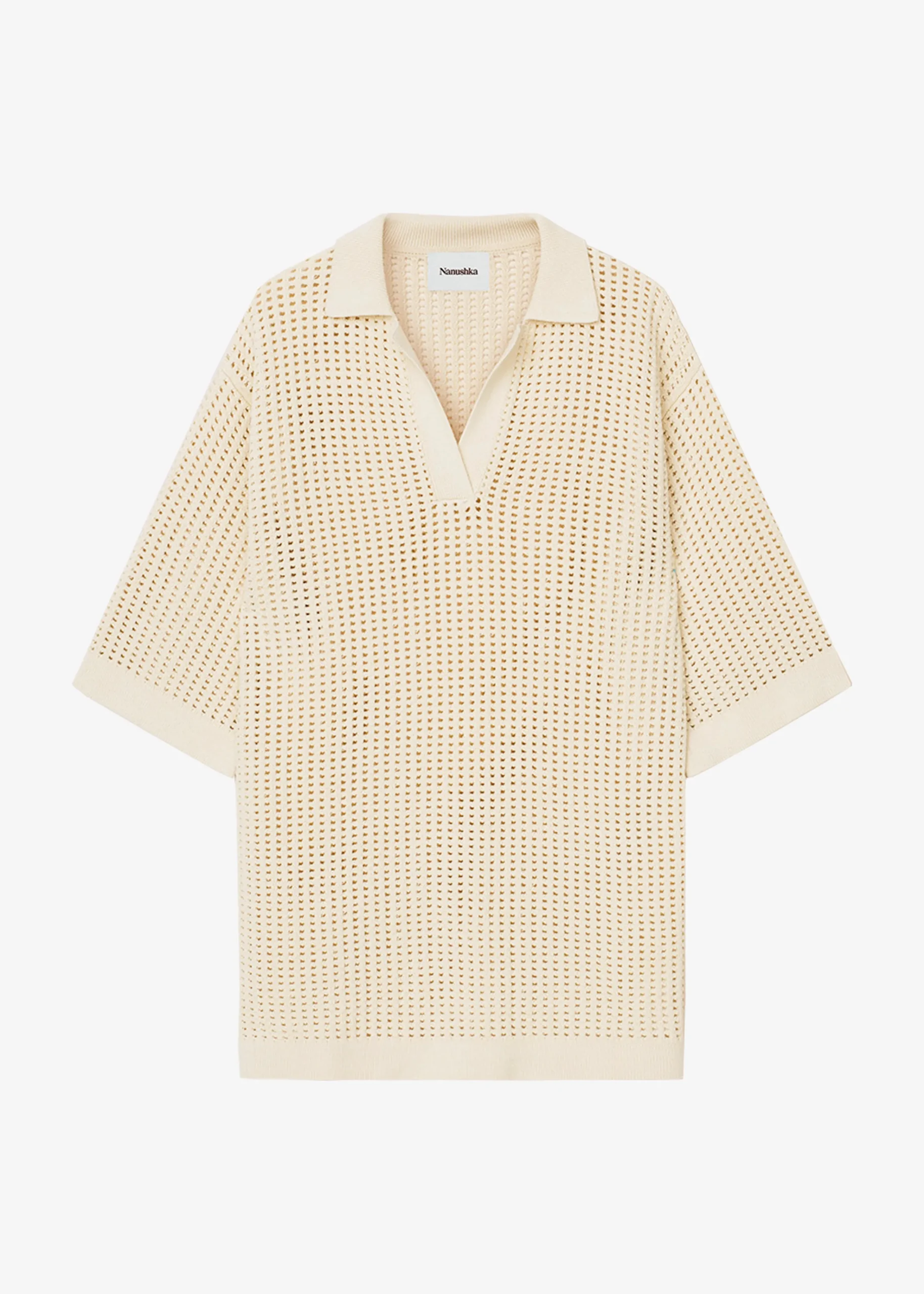 The Frankie Shop Nanushka Siya Long Sleeve Collared Dress Creme Discount