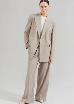 The Frankie Shop Nessi Double Breasted Blazer Taupe