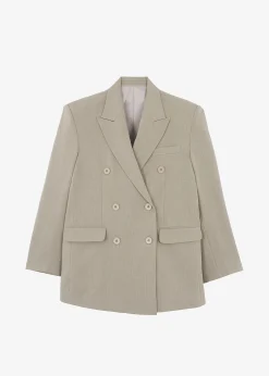 The Frankie Shop Nessi Double Breasted Blazer Taupe