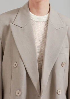 The Frankie Shop Nessi Double Breasted Blazer Taupe
