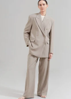 The Frankie Shop Nessi Double Breasted Blazer Taupe